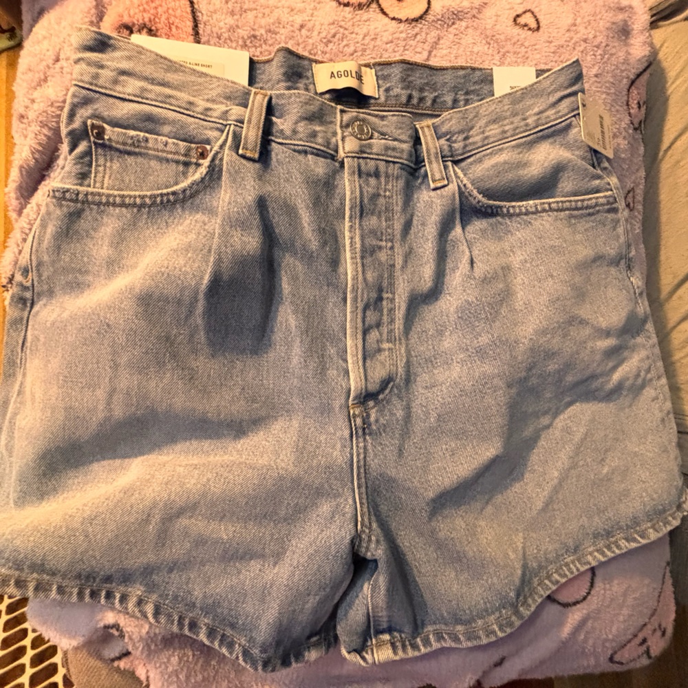 Agolde Light Wash Denim Jean Shorts